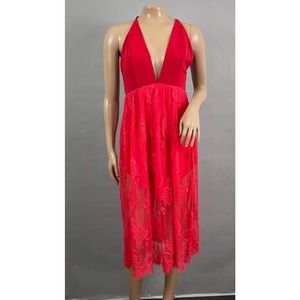 NBD Revolve Dress Women S Red Falling In Love Lace Midi Open Back Party Cocktail